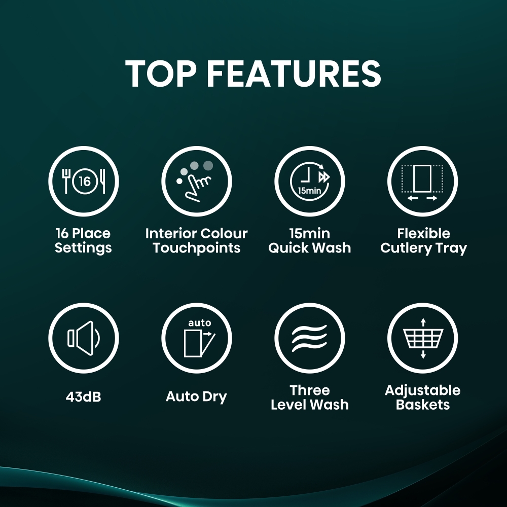 Hisense HV16CUK Fully Integrated Dishwasher, 16 Place Settings, C Rated