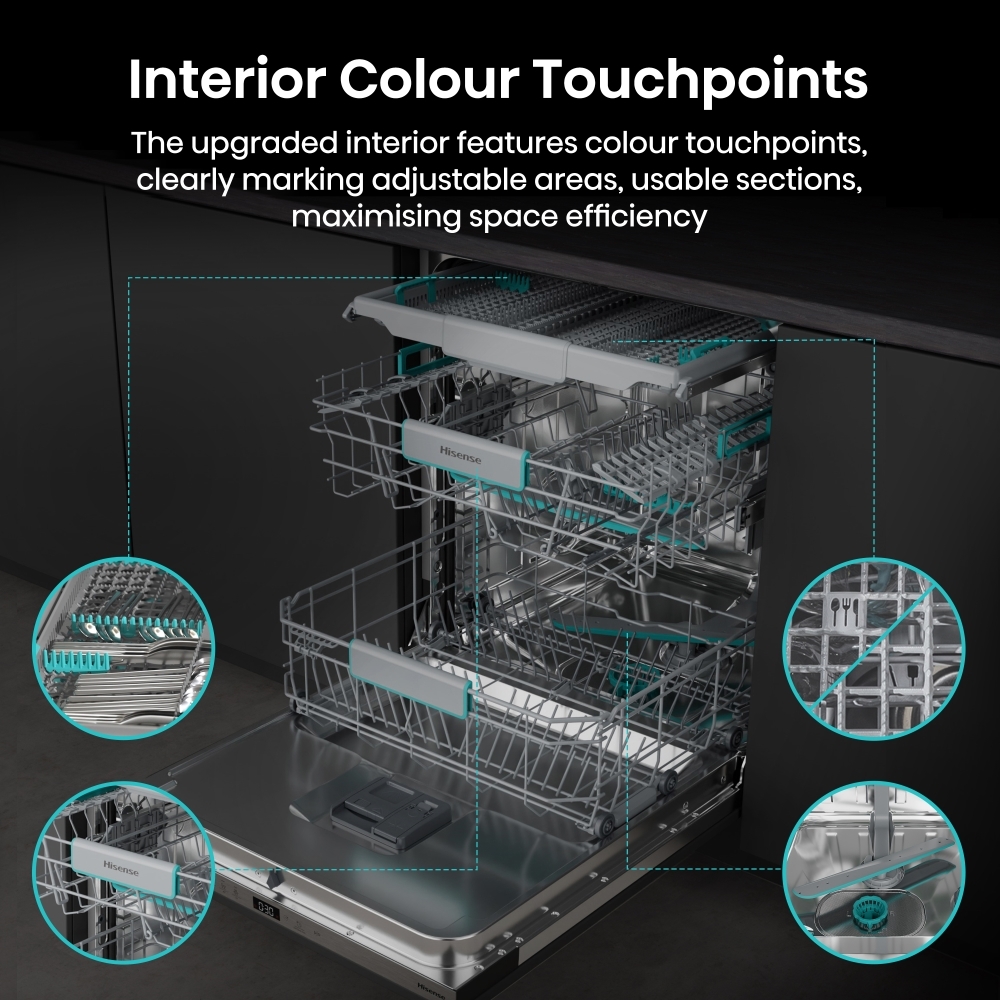 Hisense HV16CUK Fully Integrated Dishwasher, 16 Place Settings, C Rated