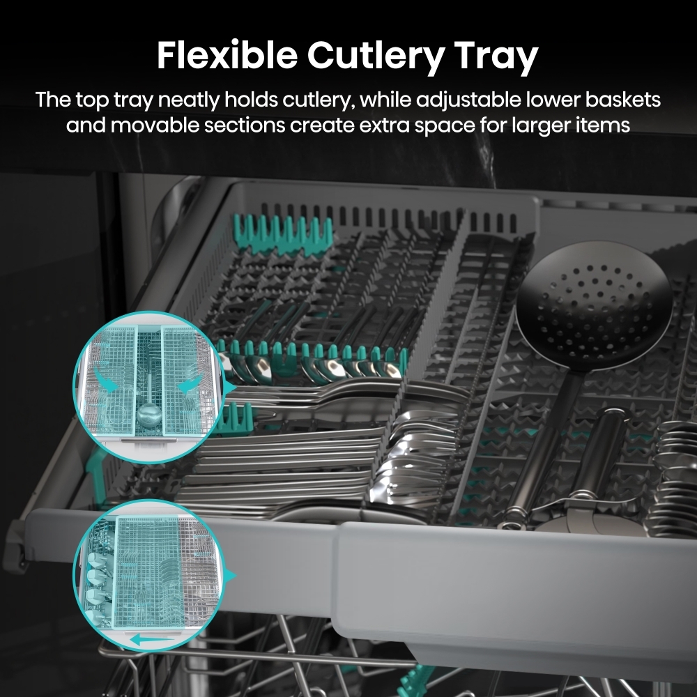 Hisense HV16CUK Fully Integrated Dishwasher, 16 Place Settings, C Rated