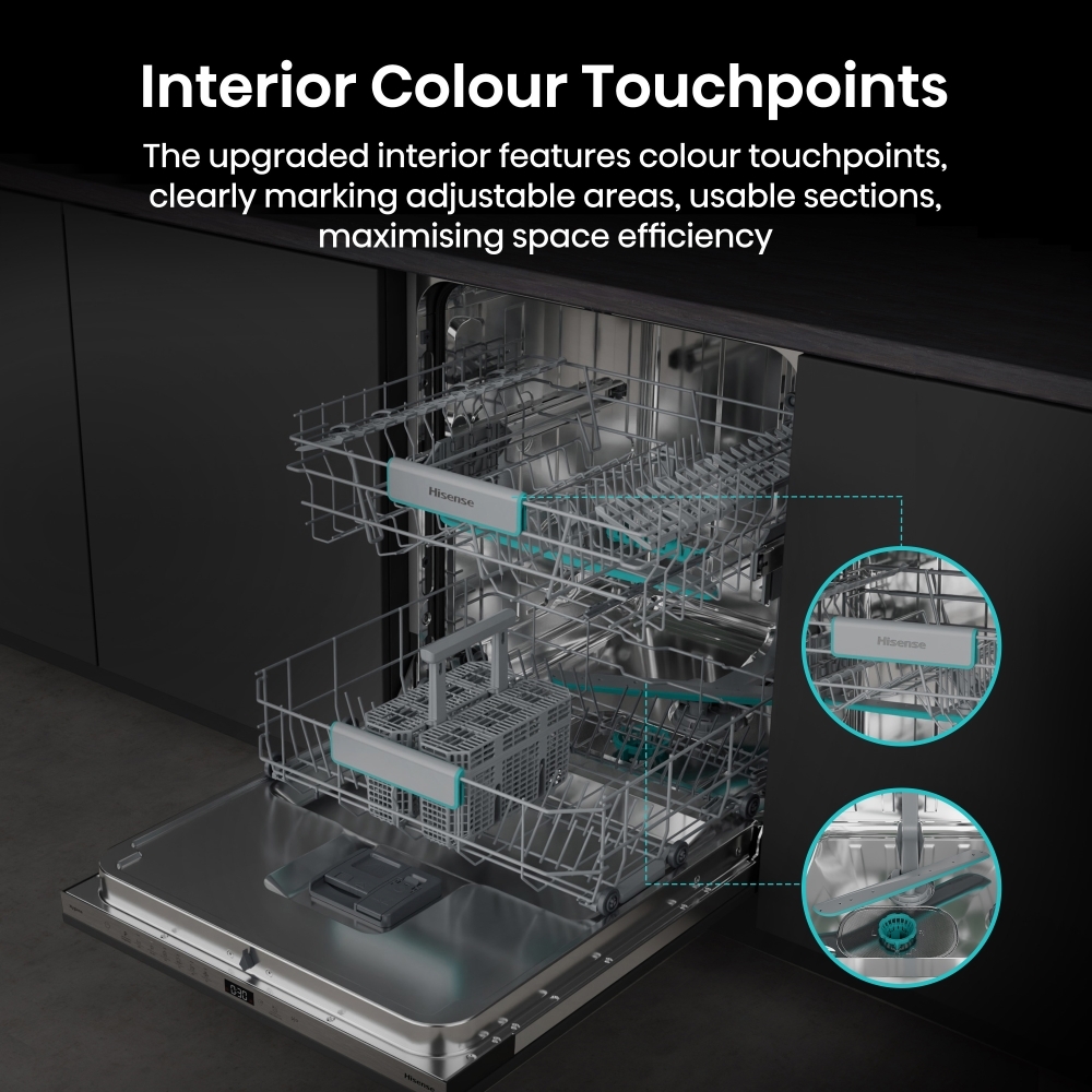 Hisense HV642C65UK Fully Integrated Dishwasher, 14 Place Settings, C Rated