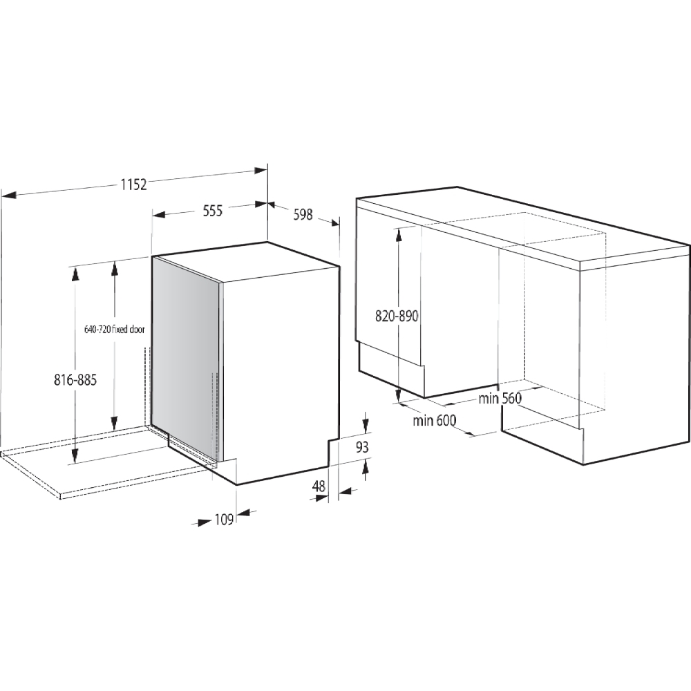 Hisense HV643D90UK Fully Integrated Dishwasher, 16 Place Settings, D Rated