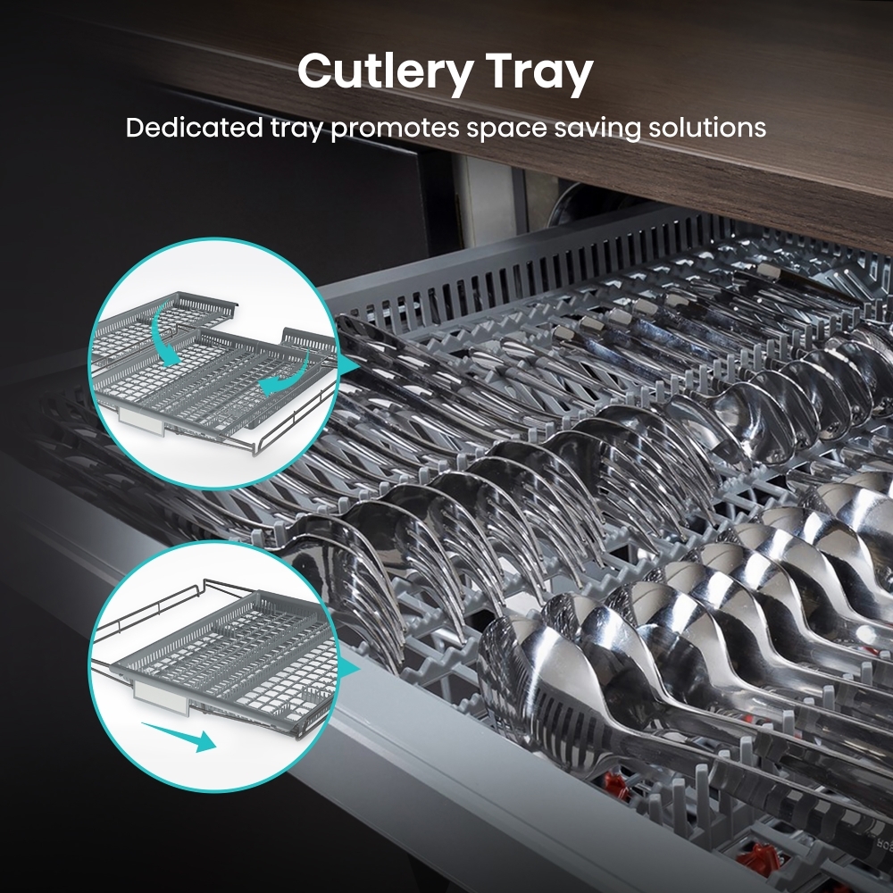 Hisense HV643D90UK Fully Integrated Dishwasher, 16 Place Settings, D Rated