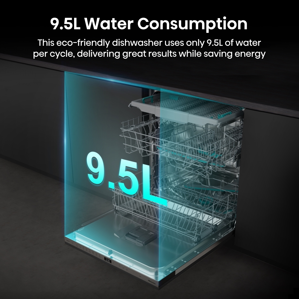 Hisense HV663A60UK Fully Integrated Dishwasher, 16 Place Settings, A Rated