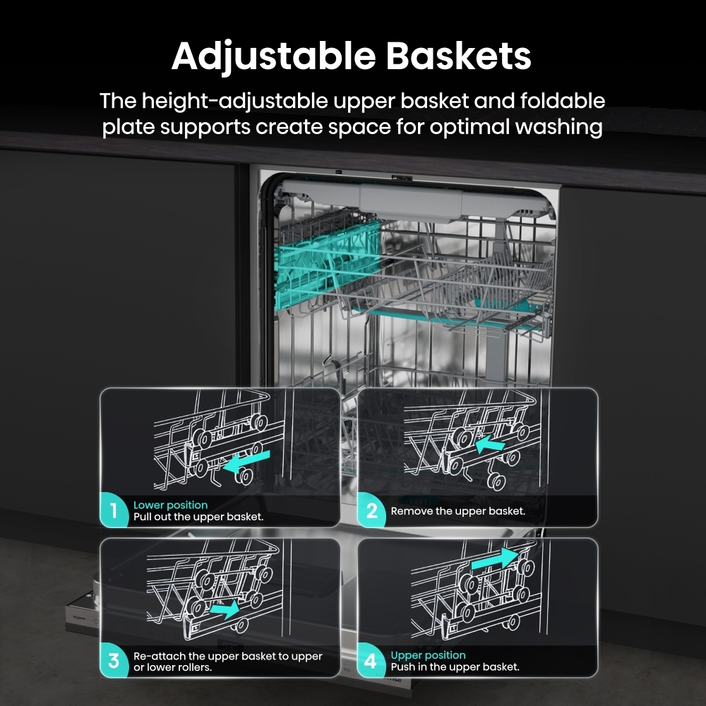 Hisense HV663A60UK Fully Integrated Dishwasher, 16 Place Settings, A Rated