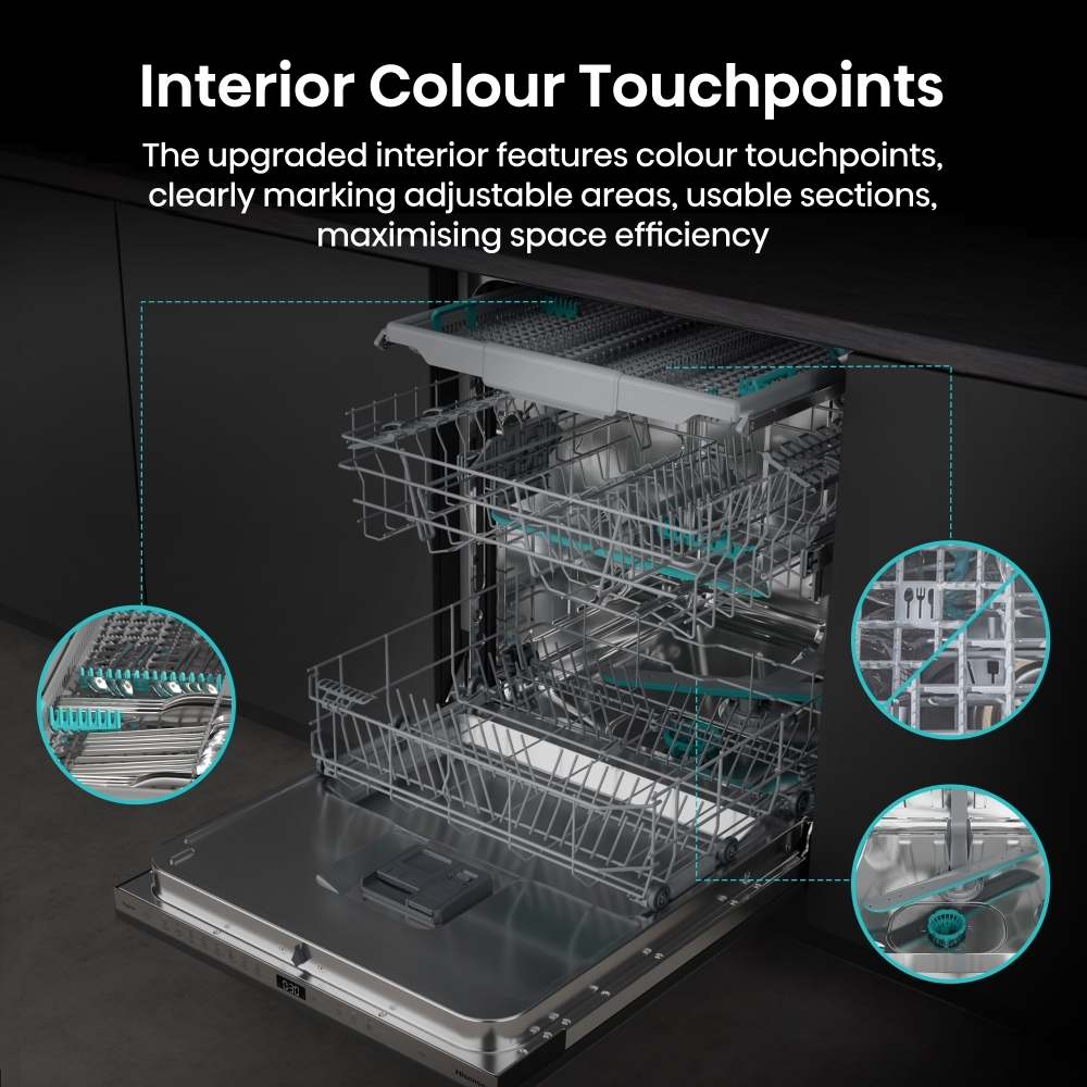 Hisense HV663A60UK Fully Integrated Dishwasher, 16 Place Settings, A Rated