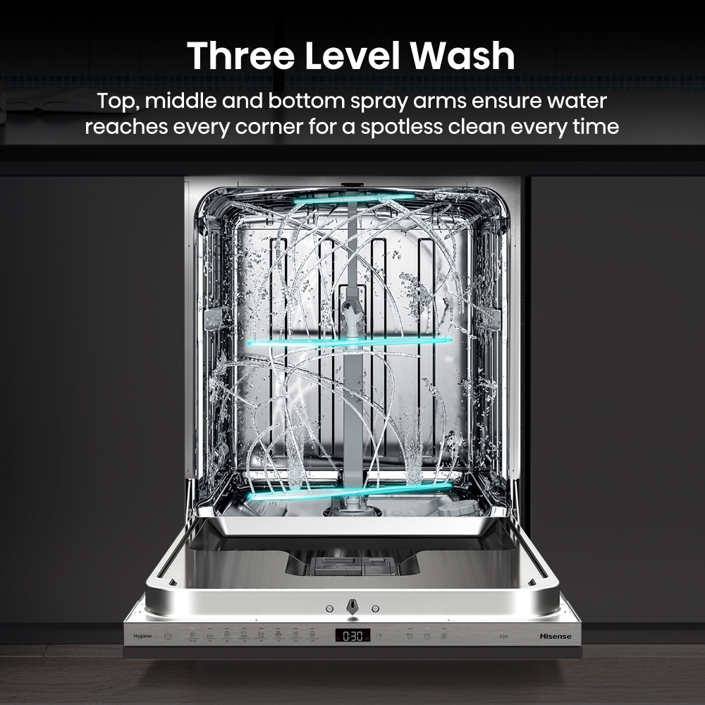 Hisense HV663A60UK Fully Integrated Dishwasher, 16 Place Settings, A Rated