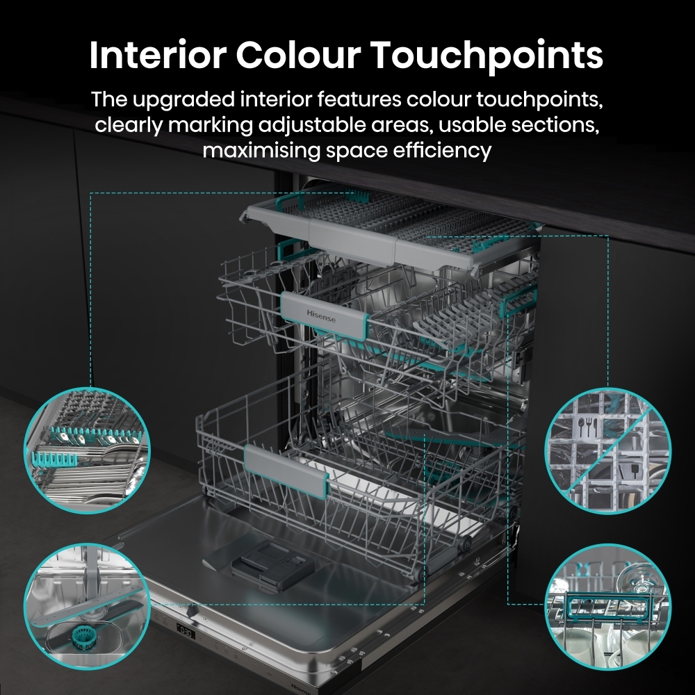 Hisense HV673A60UK Fully Integrated Dishwasher, 16 Place Settings, A Rated