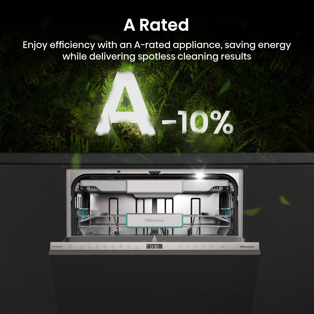 Hisense HV693A60UVADUK Fully Integrated Dishwasher, 16 Place Settings, A Rated
