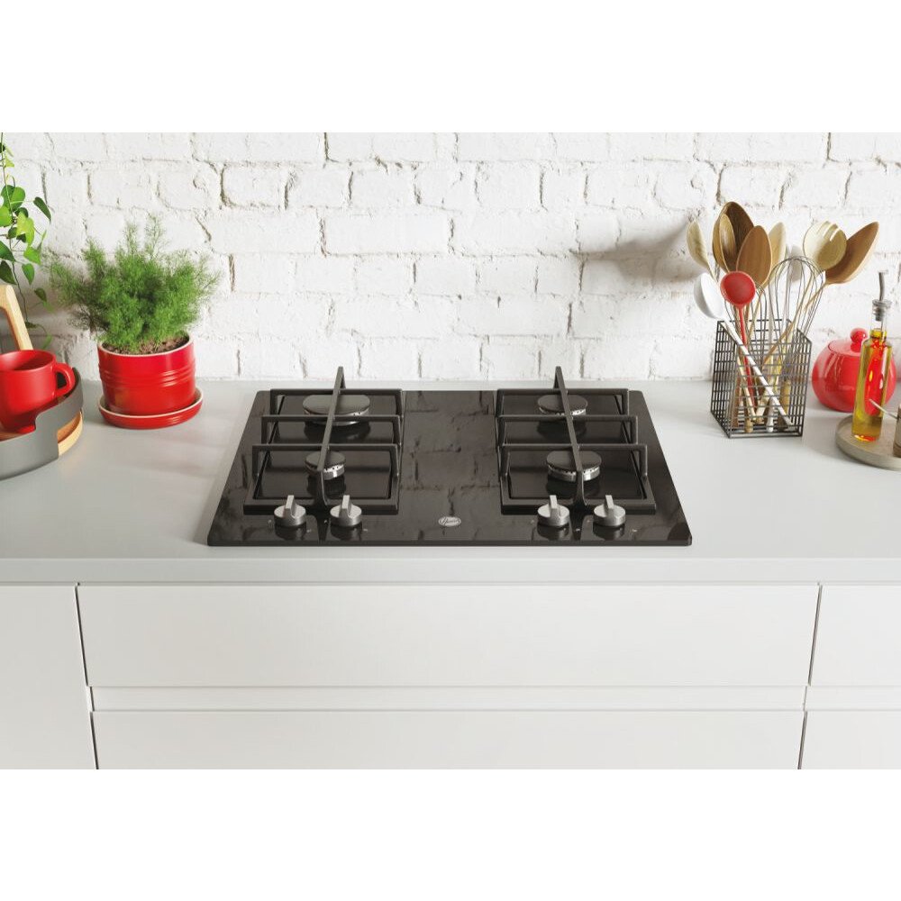 Hoover HVG6K3B 4 Burner Gas Hob, Black