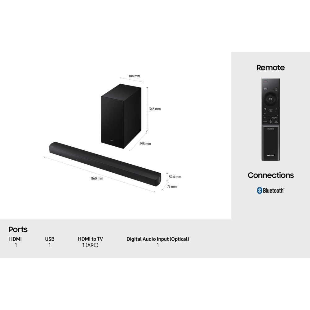 Samsung HW-B650F/XU Sound Bar, Black