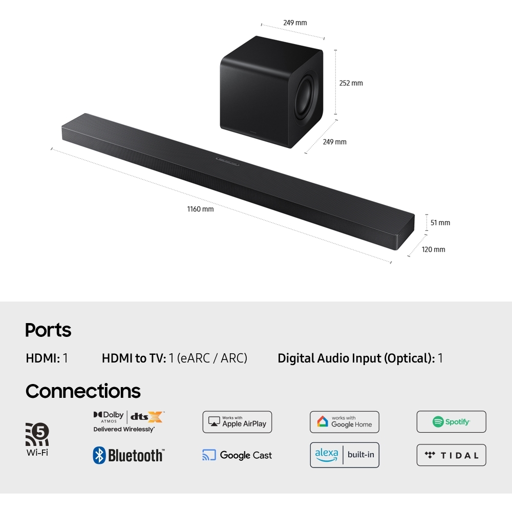 Samsung HW-QS700F/XU Sound Bar, Black
