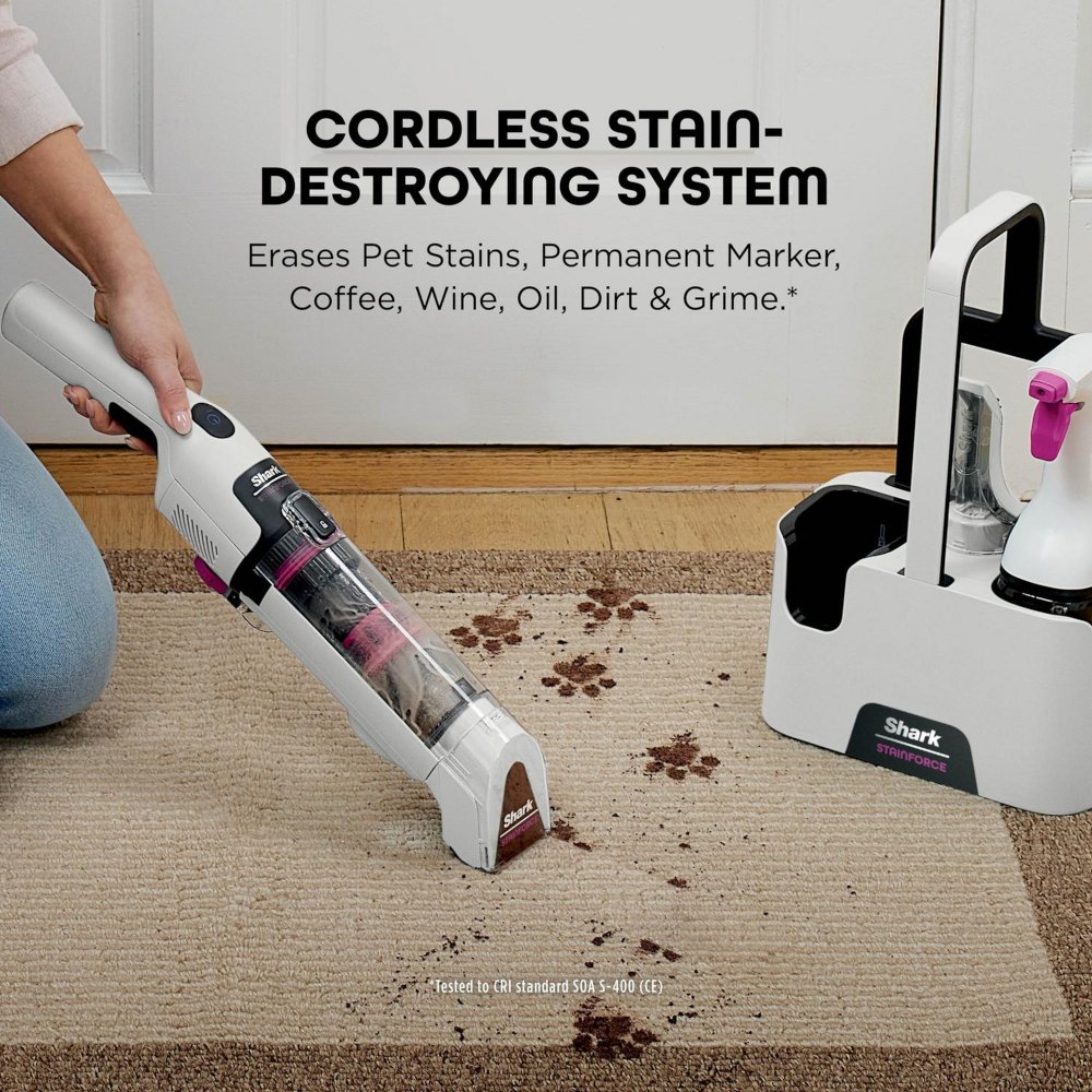 Shark HX100UKT StainForce Cordless Stain-Destroying Spot Cleaner, White