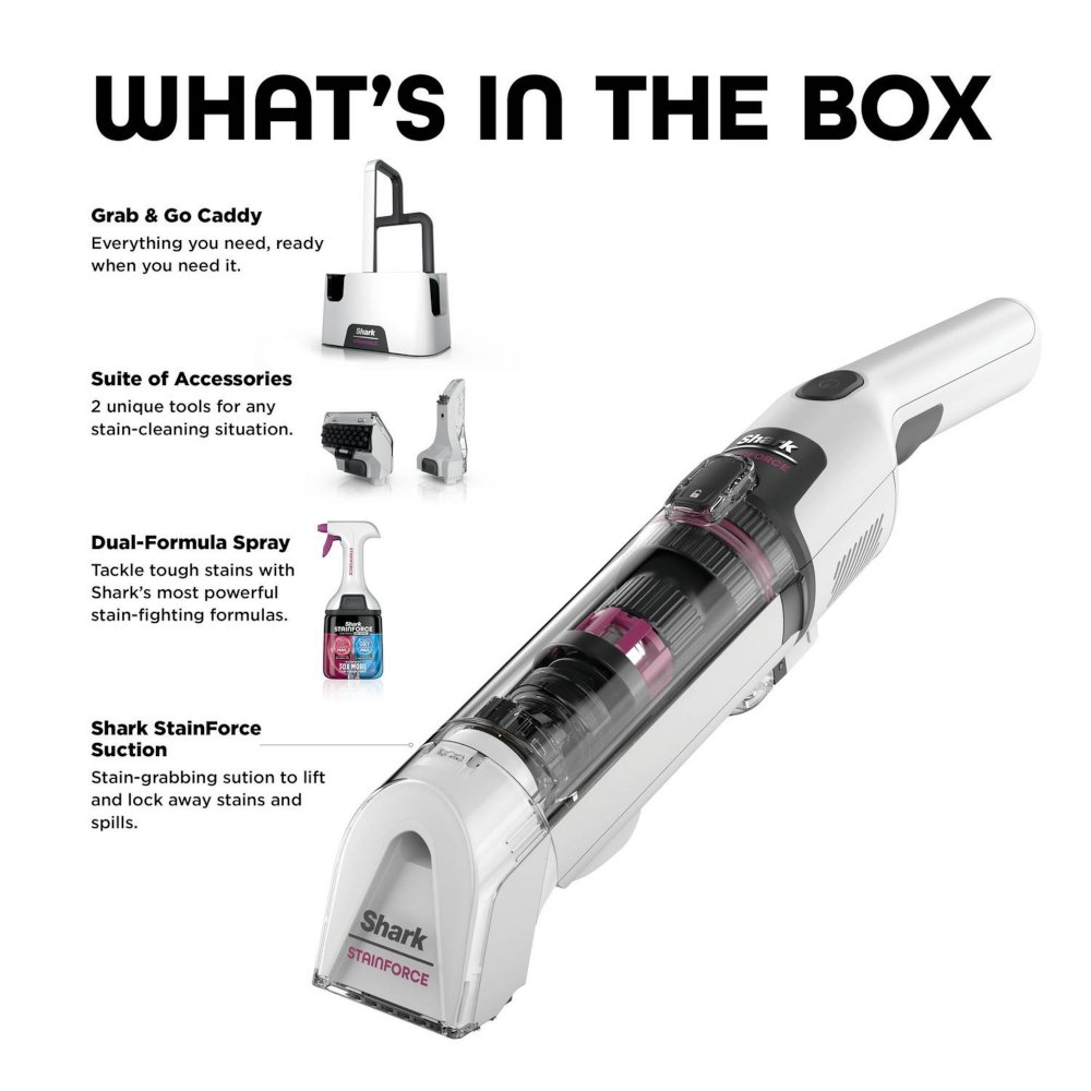 Shark HX100UKT StainForce Cordless Stain-Destroying Spot Cleaner, White
