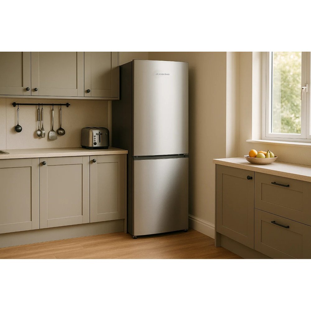 IceKing IQ30-NF185X Total No Frost Fridge Freezer, Silver, E Rated