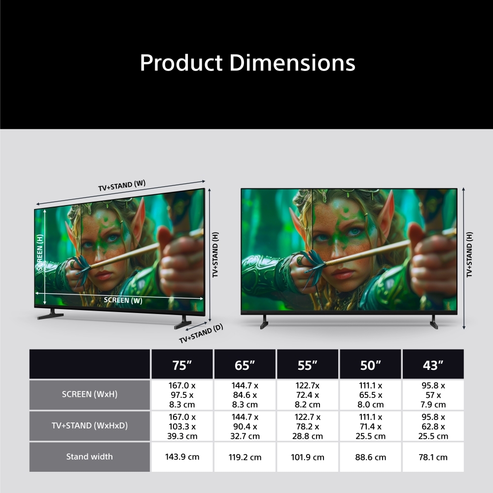 Sony K43S25M2PB.UKA 43" Smart Television, 4K Ultra HD, Black, E Rated