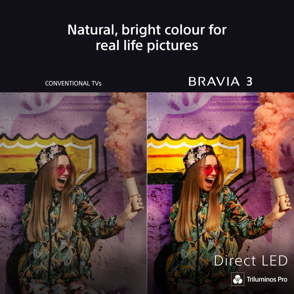 Sony K43S38BP.UKA BRAVIA 3 43" LED Smart Television, 4K Ultra HD, Black, E Rated