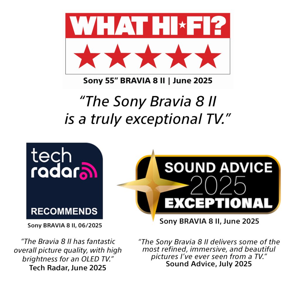 Sony K55XR8M25BP.UKA BRAVIA 8 II 55" OLED Smart Television, 4K Ultra HD, Black, F Rated