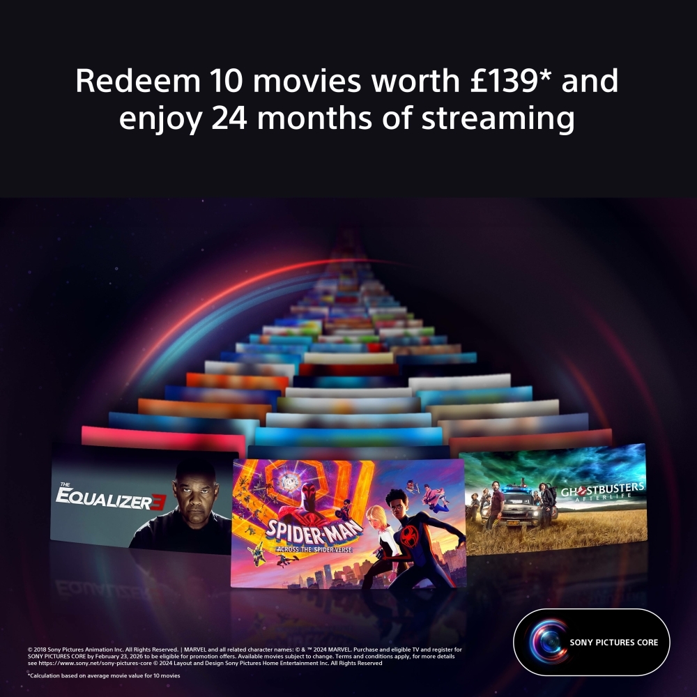 Sony K65XR70U Bravia 7 65" QLED 4K Mini LED Smart TV, 4K Ultra HD, Black, D Rated