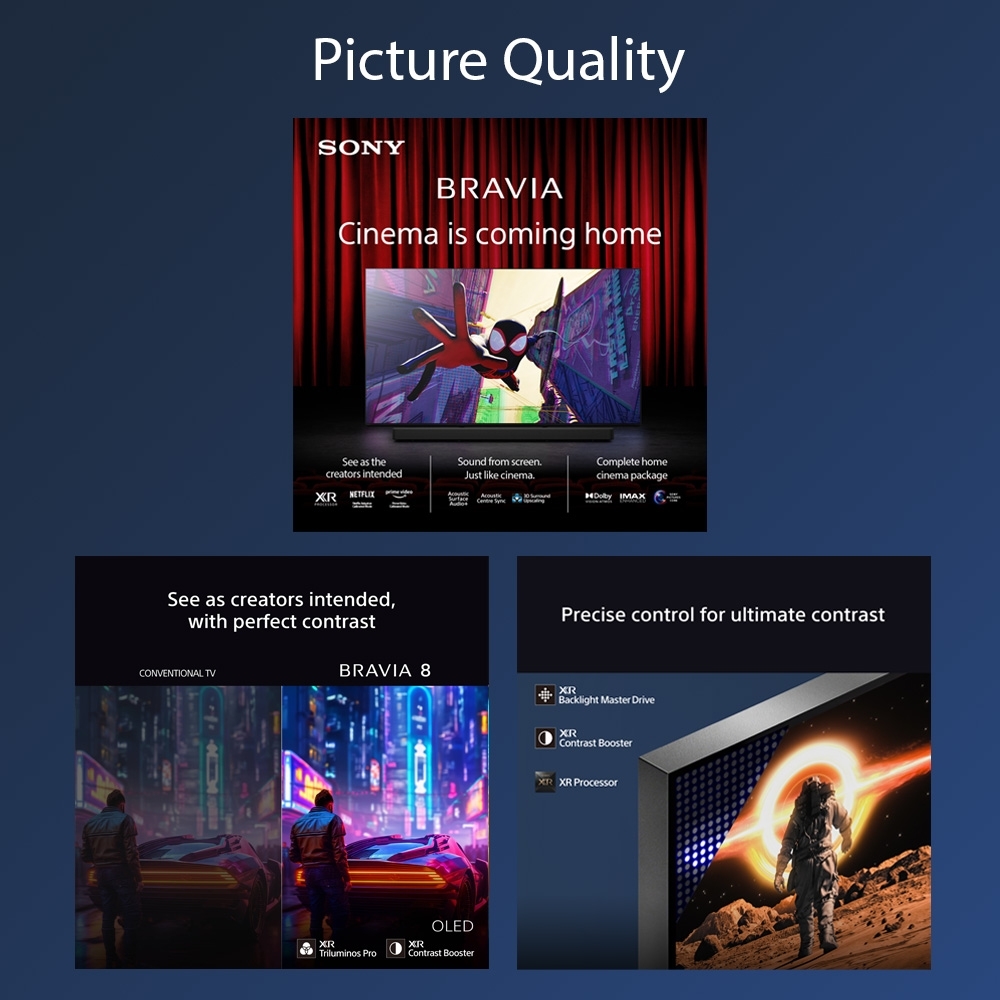 Sony K65XR80U BRAVIA 8 65" 4K OLED Smart TV, 4K Ultra HD, Black, G Rated