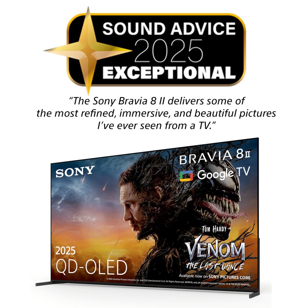 Sony K65XR8M25B.UKA BRAVIA 8 II 65" OLED Smart Television, 4K Ultra HD, Black, F Rated