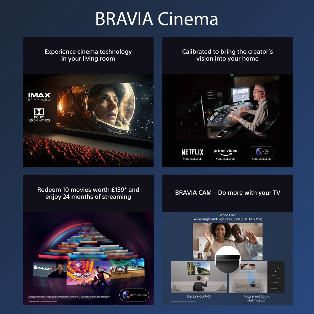 Sony K75XR70PU BRAVIA 7 75" QLED 4K Mini LED Smart TV, 4K Ultra HD, Black, C Rated