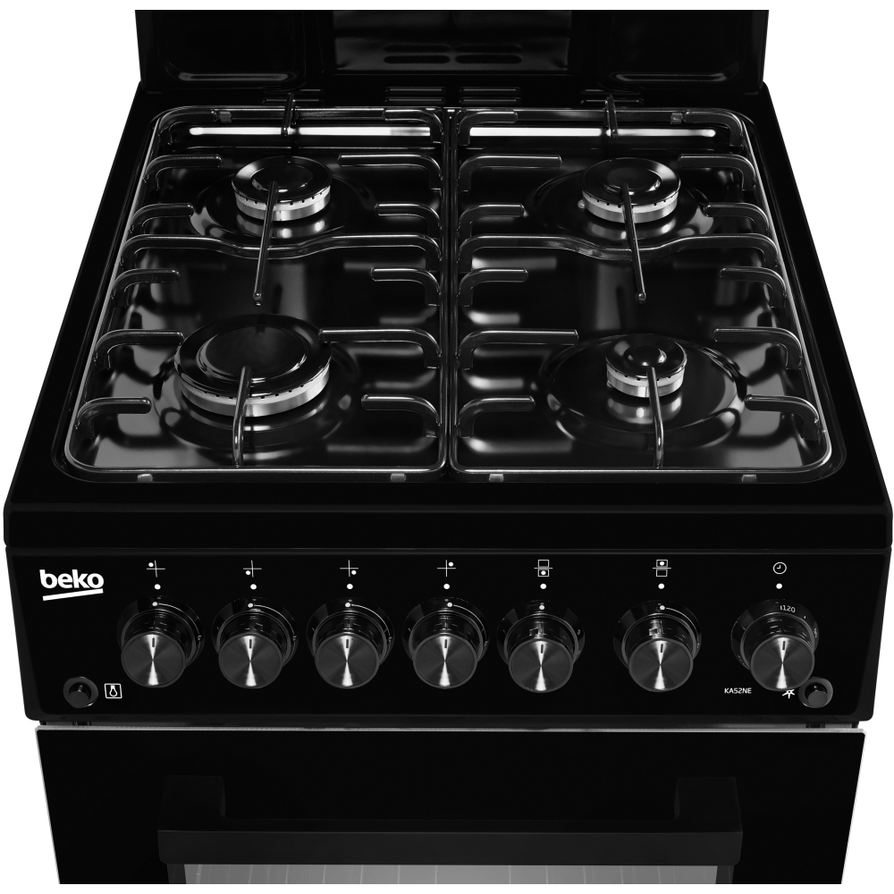 Beko KA52NEK Gas Cooker with High Level Grill, Black, A Rated Marks