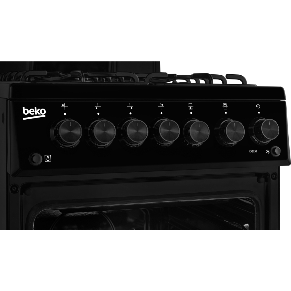Beko KA52NEK Gas Cooker with High Level Grill, Black, A Rated