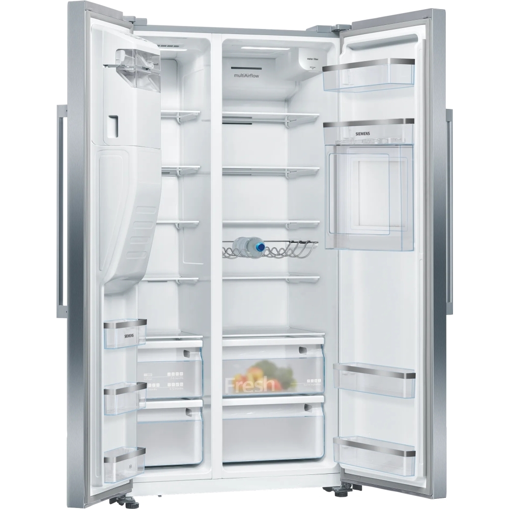 Siemens KA93GAIDP iQ500 American Fridge Freezer,  Plumbed, Stainless Steel, D Rated
