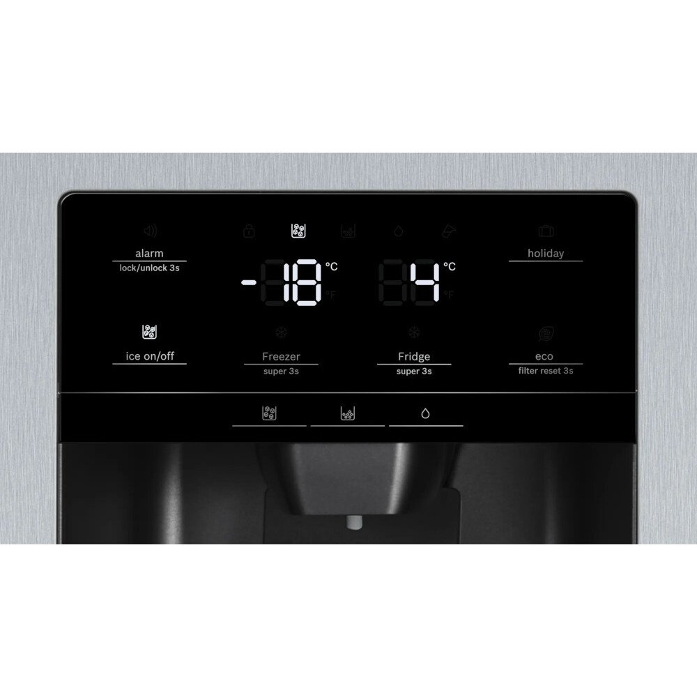 Bosch KAD93AIERG Series 6 American Fridge Freezer,  Plumbed, Stainless Steel, E Rated