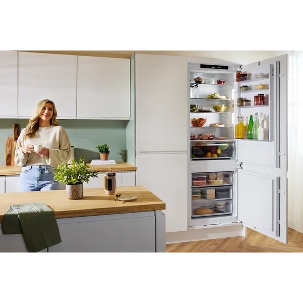 Bosch KBN96NSE1G Series 2 No Frost Integrated Fridge Freezer, Sliding Hinge, 70/30, E Rated