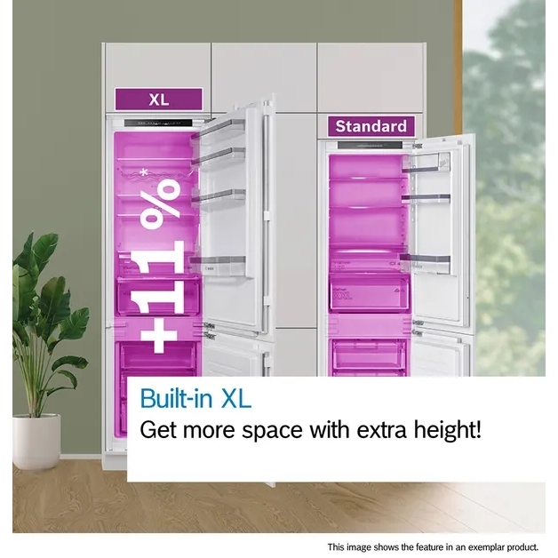 Bosch KBN96NSE1G Series 2 No Frost Integrated Fridge Freezer, Sliding Hinge, 70/30, E Rated