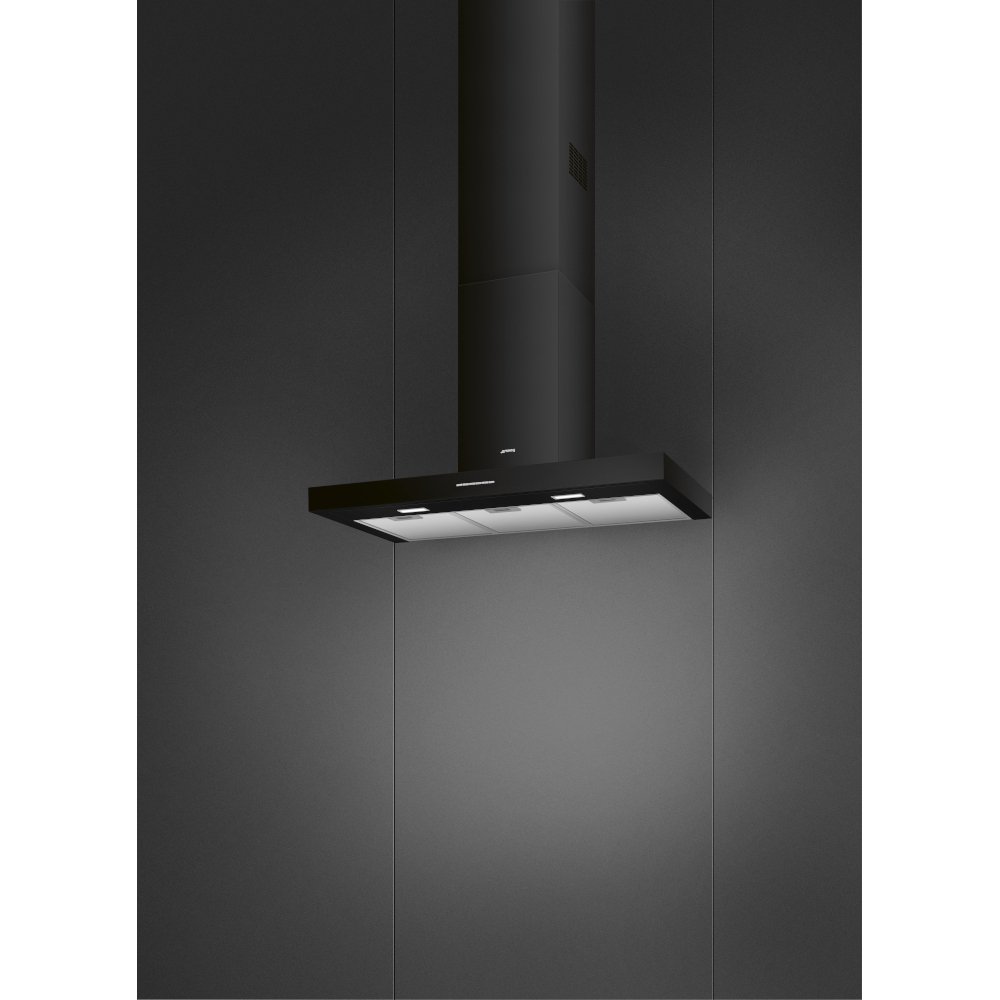 Smeg KBT900BL 90cm Chimney Cooker Hood, Black, A Rated