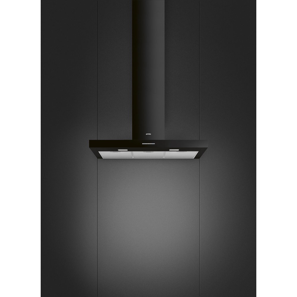 Smeg KBT900BL 90cm Chimney Cooker Hood, Black, A Rated
