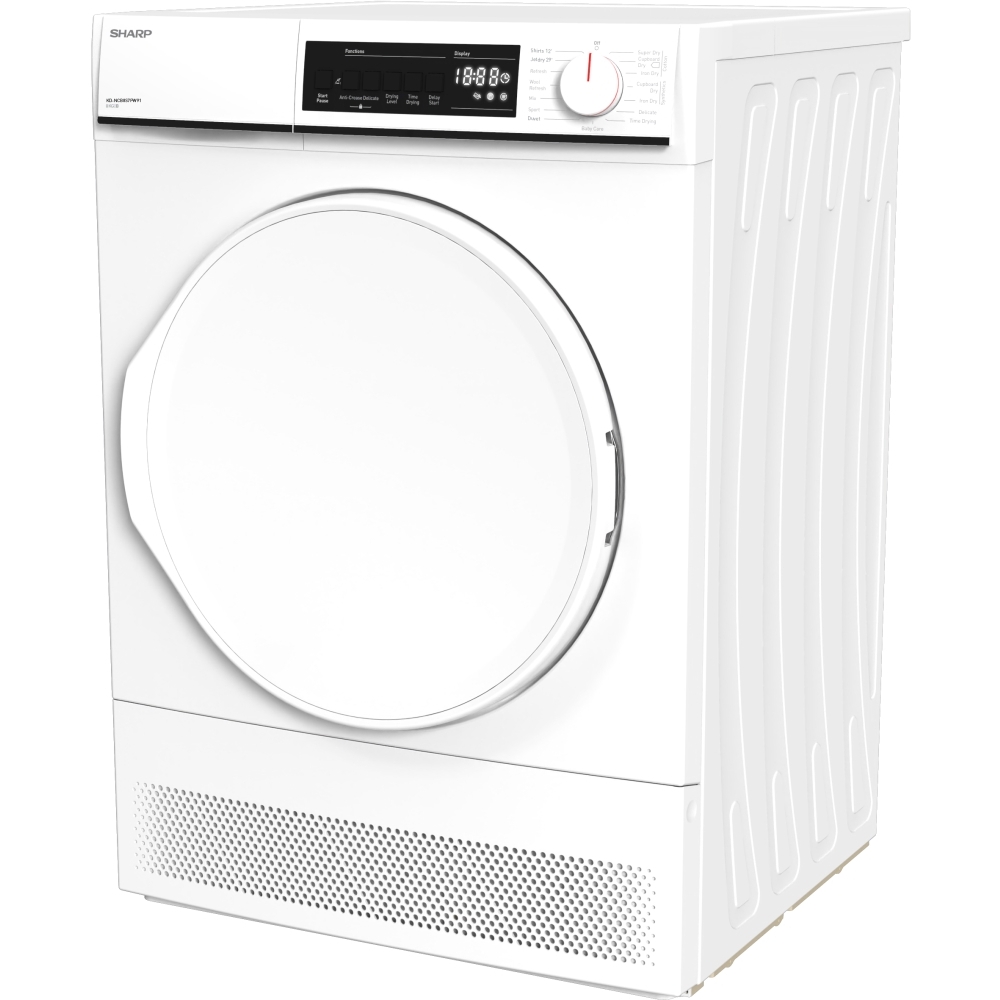 Sharp KDNCB8S7PW91EN Condenser Tumble Dryer, 8kg, White, B Rated