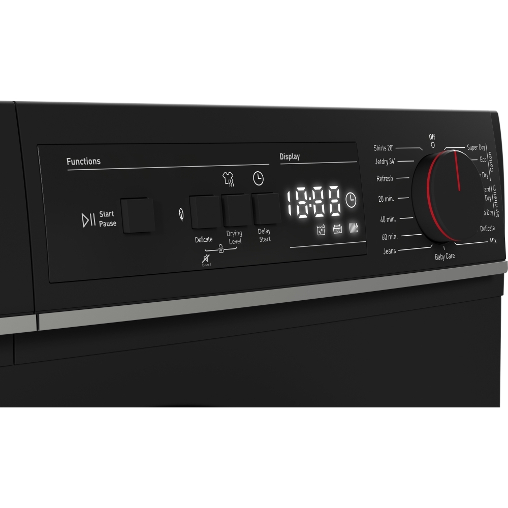 Sharp KD-NHA0S6GM1D-EN Heat Pump Tumble Dryer, Black, A Rated
