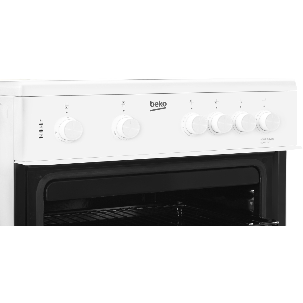 Beko KDC611W Ceramic Electric Cooker with Double Oven, White, A Rated