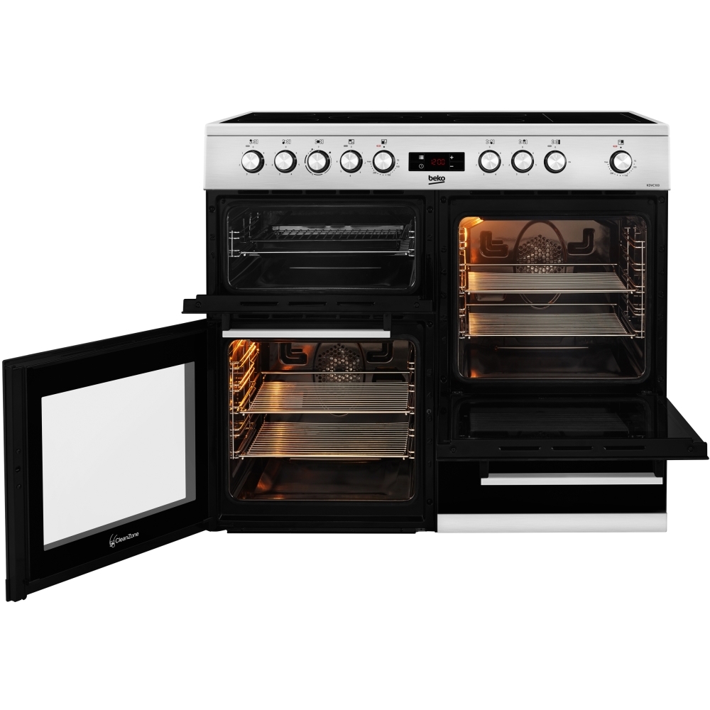Beko KDVC100X 100cm Ceramic Range Cooker, Stainless Steel, A Rated