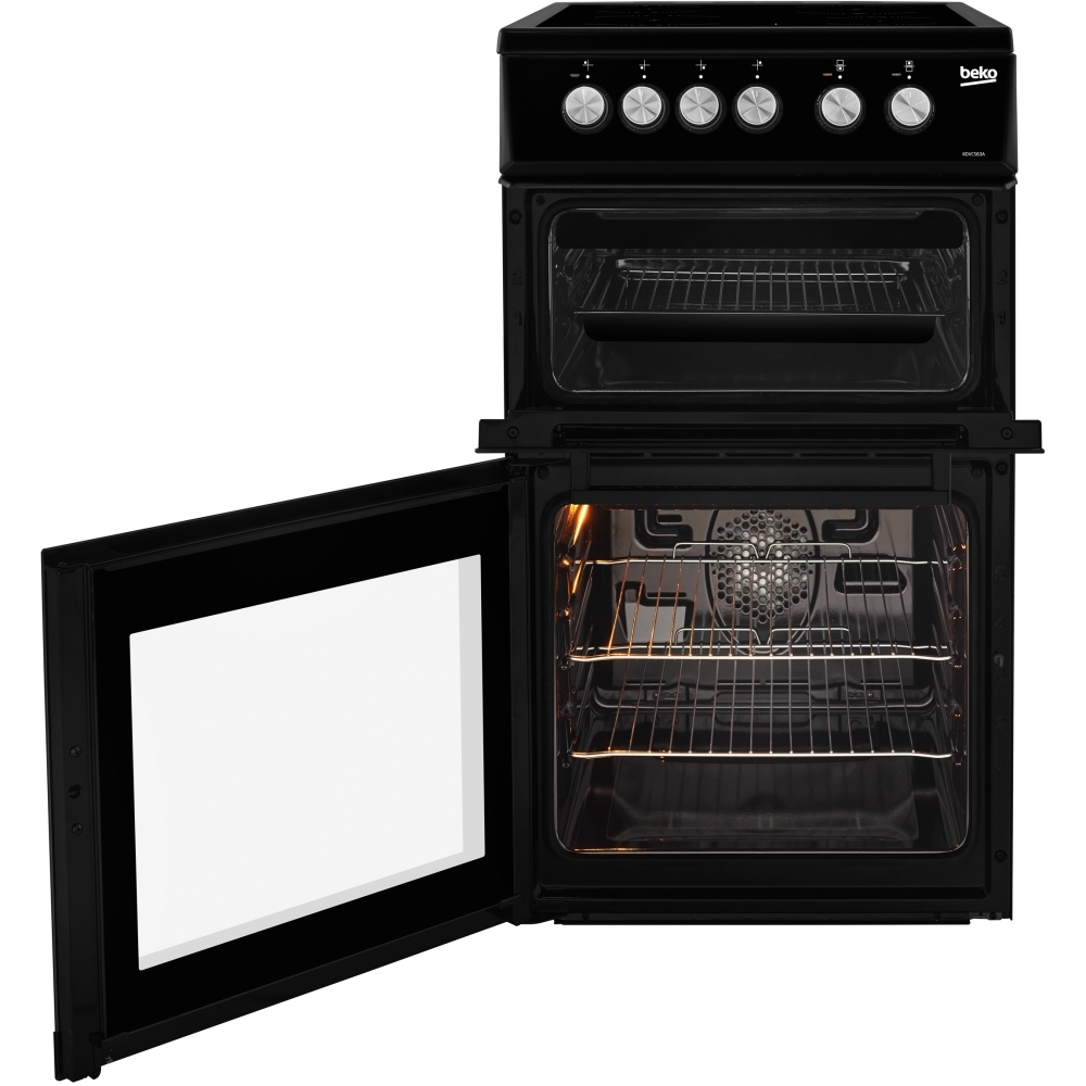 Beko KDVC563AK Ceramic Electric Cooker with Double Oven, Black, A Rated