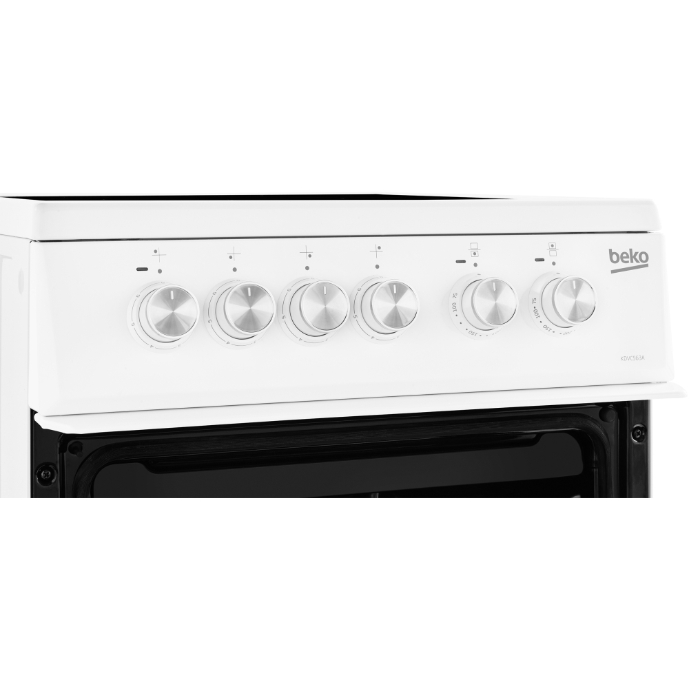 Beko KDVC563AW Ceramic Electric Cooker with Double Oven, White, A Rated