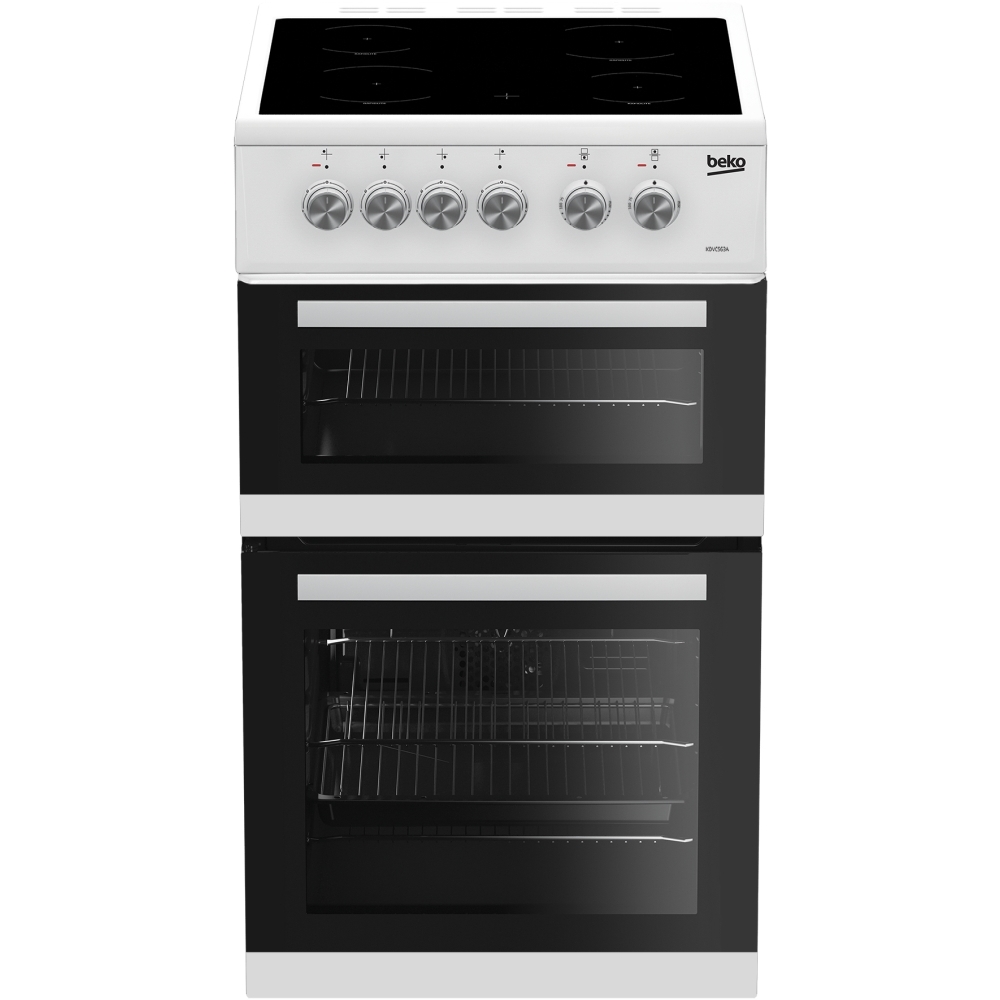 Beko KDVC563AW Ceramic Electric Cooker with Double Oven, White, A Rated