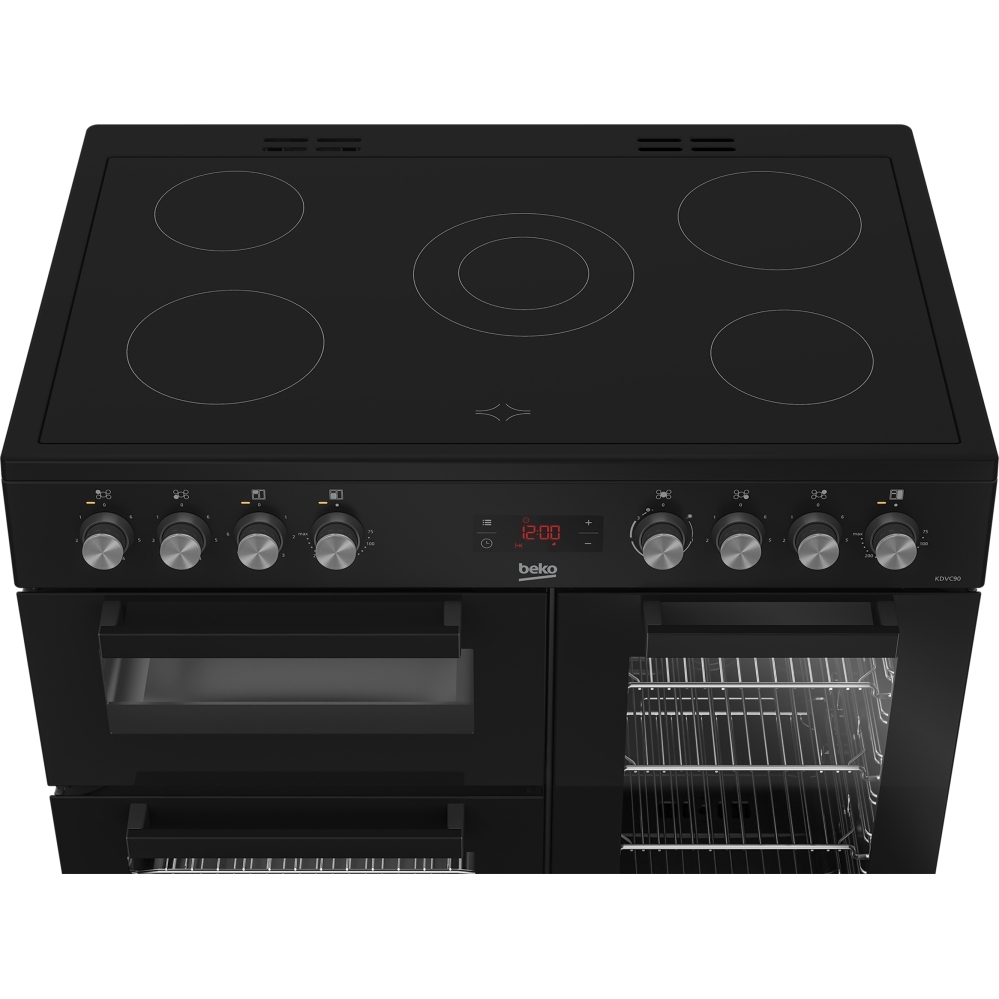 Beko KDVC90K 90cm Ceramic Range Cooker, Black, A Rated
