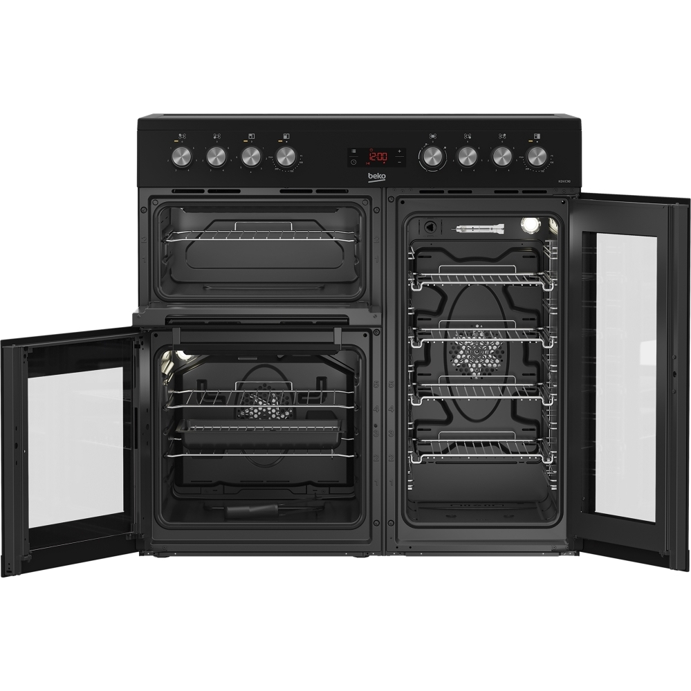 Beko KDVC90K 90cm Ceramic Range Cooker, Black, A Rated