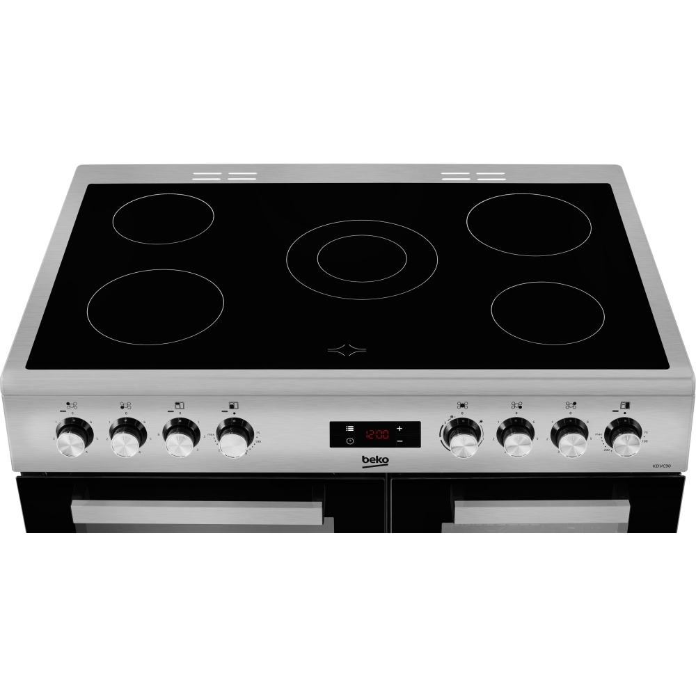 Beko KDVC90X 90cm Ceramic Range Cooker, Stainless Steel, A Rated