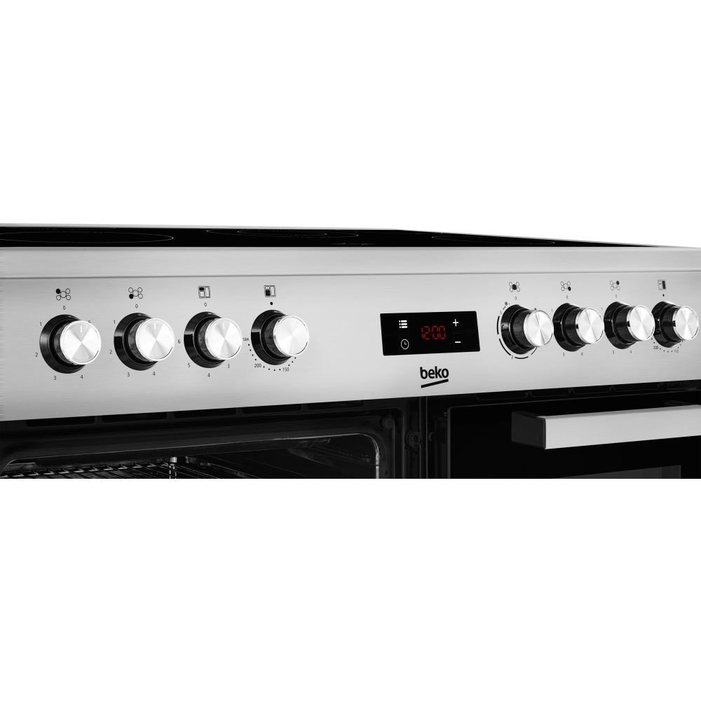 Beko KDVC90X 90cm Ceramic Range Cooker, Stainless Steel, A Rated