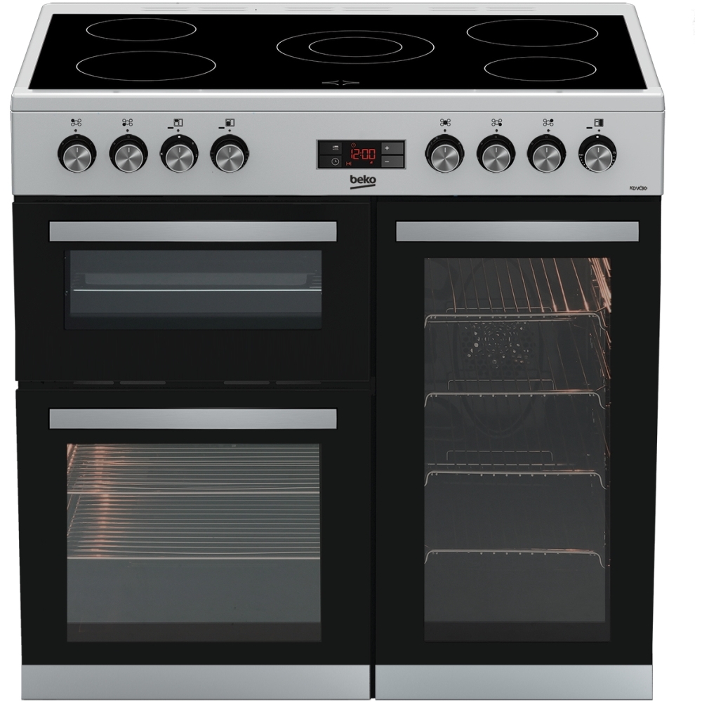 Beko KDVC90X 90cm Ceramic Range Cooker, Stainless Steel, A Rated