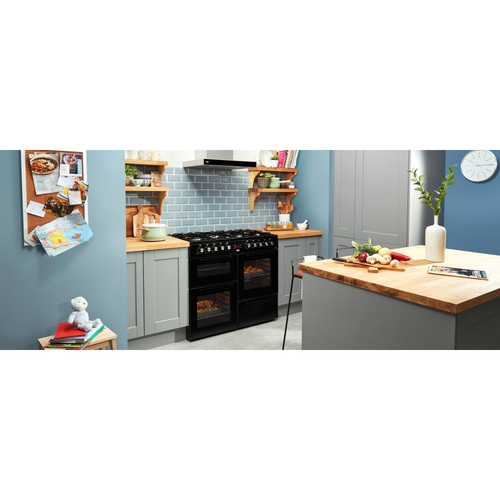 Beko KDVF100K 100cm Dual Fuel Range Cooker, Black, A Rated