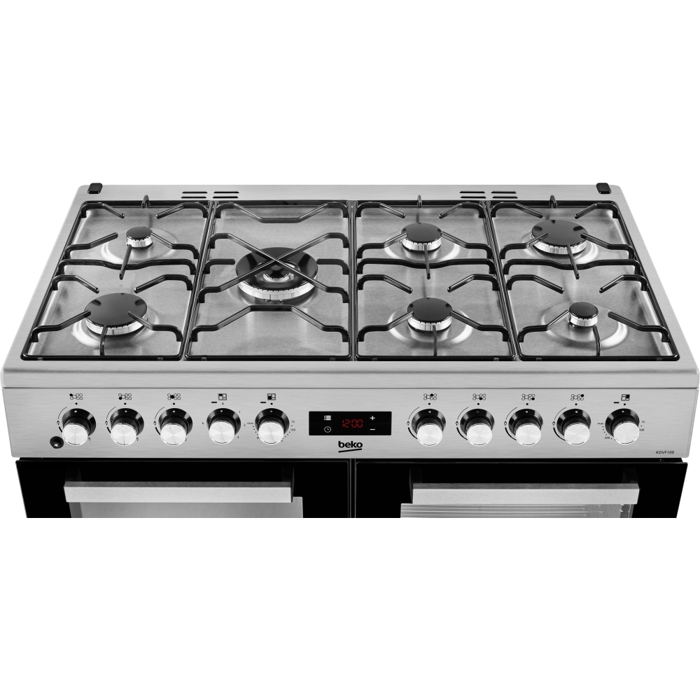 Beko KDVF100X 100cm Dual Fuel Range Cooker, Stainless Steel, A Rated