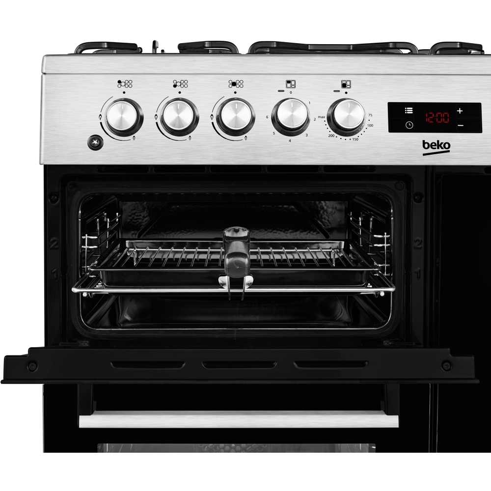 Beko KDVF100X 100cm Dual Fuel Range Cooker, Stainless Steel, A Rated