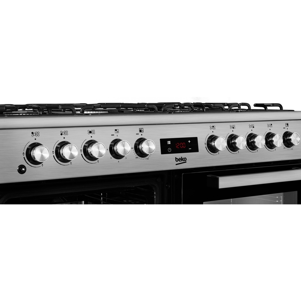 Beko KDVF100X 100cm Dual Fuel Range Cooker, Stainless Steel, A Rated