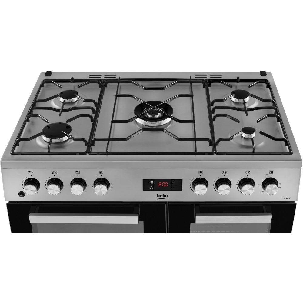 Beko KDVF90X 90cm Dual Fuel Range Cooker, Stainless Steel, A Rated
